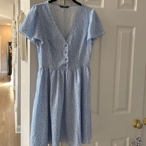 Shein light blue flowered short dress